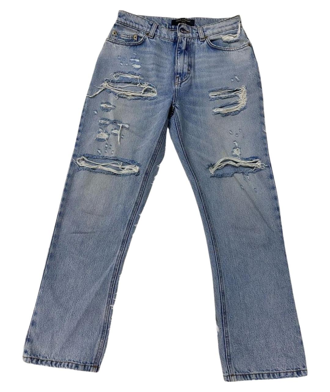 DOLCE&GABBANA Голубые хлопковые прямые джинсы, фото 1