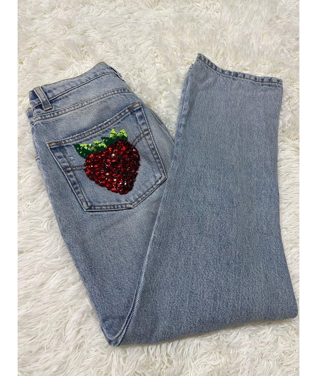 DOLCE&GABBANA Голубые хлопковые прямые джинсы, фото 5