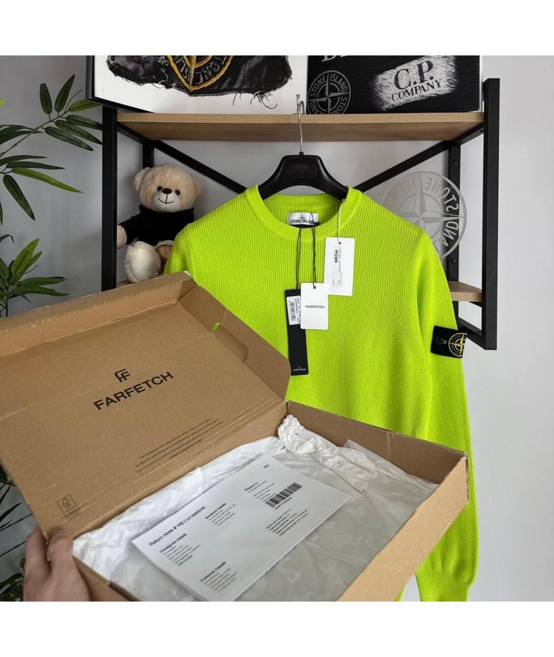 STONE ISLAND Салатовый хлопковый джемпер / свитер, фото 2