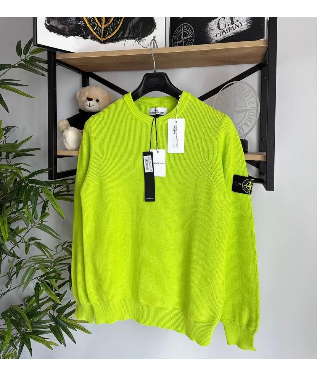 STONE ISLAND Салатовый хлопковый джемпер / свитер, фото 4