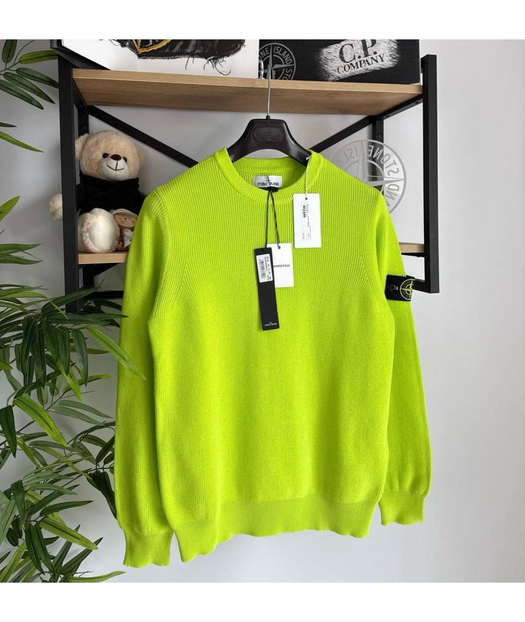 STONE ISLAND Салатовый хлопковый джемпер / свитер, фото 3