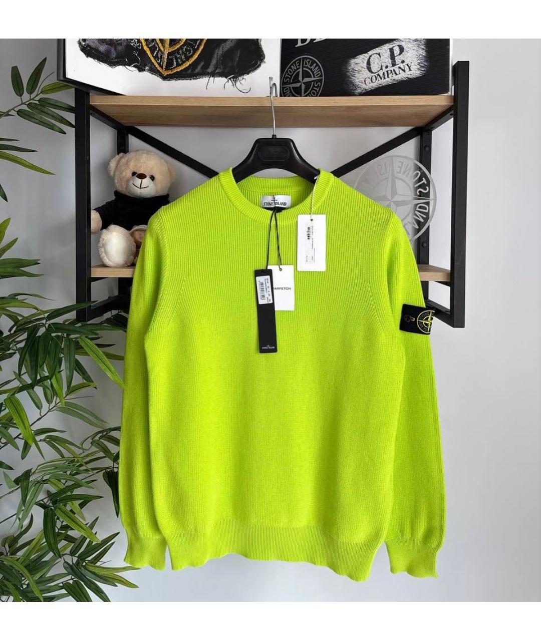 STONE ISLAND Салатовый хлопковый джемпер / свитер, фото 5