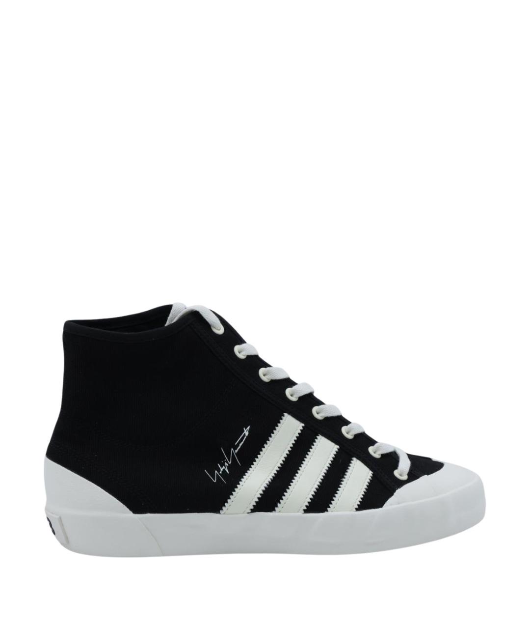 Y-3 Черные текстильные высокие кроссовки / кеды, фото 1