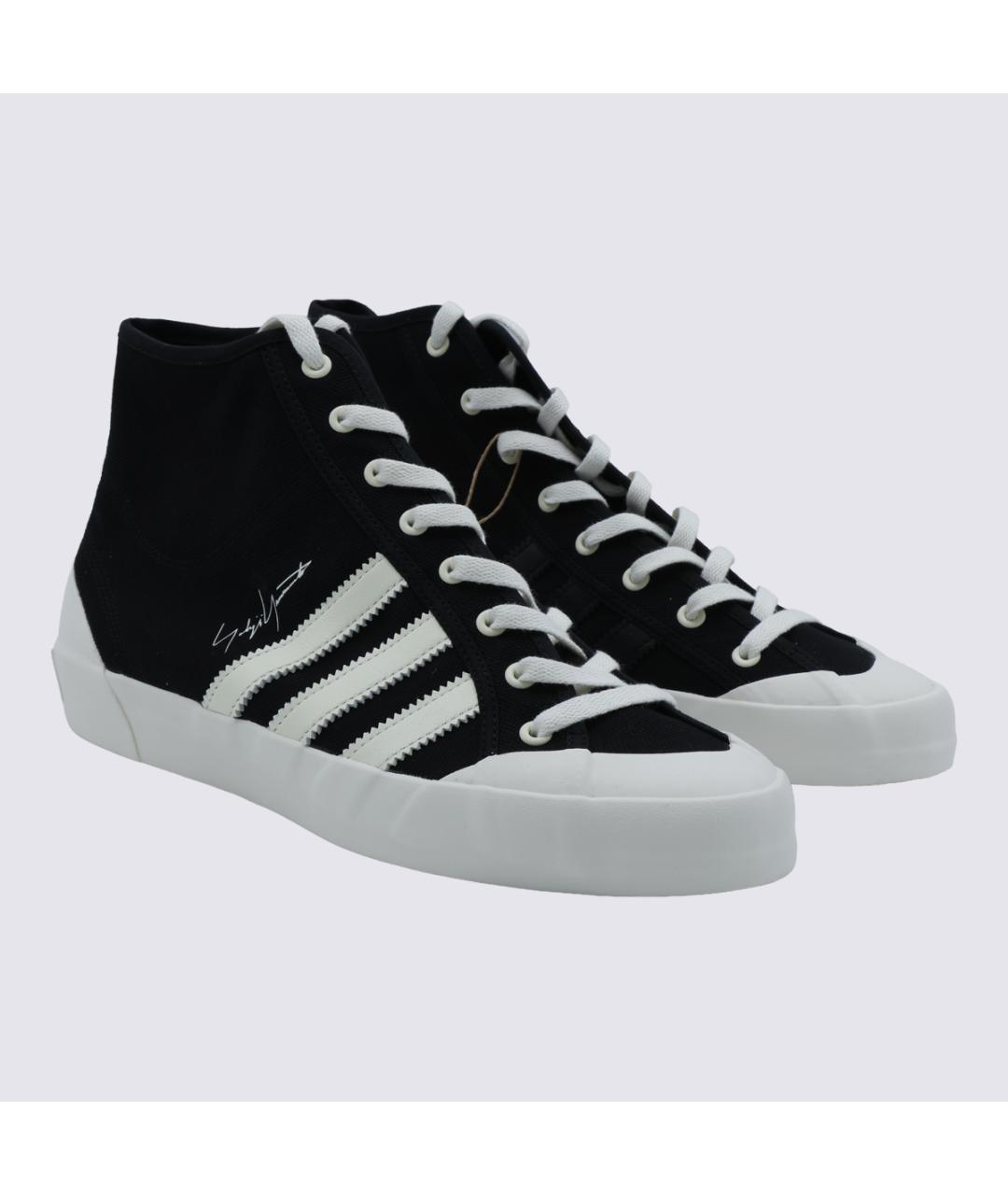 Y-3 Черные текстильные высокие кроссовки / кеды, фото 2