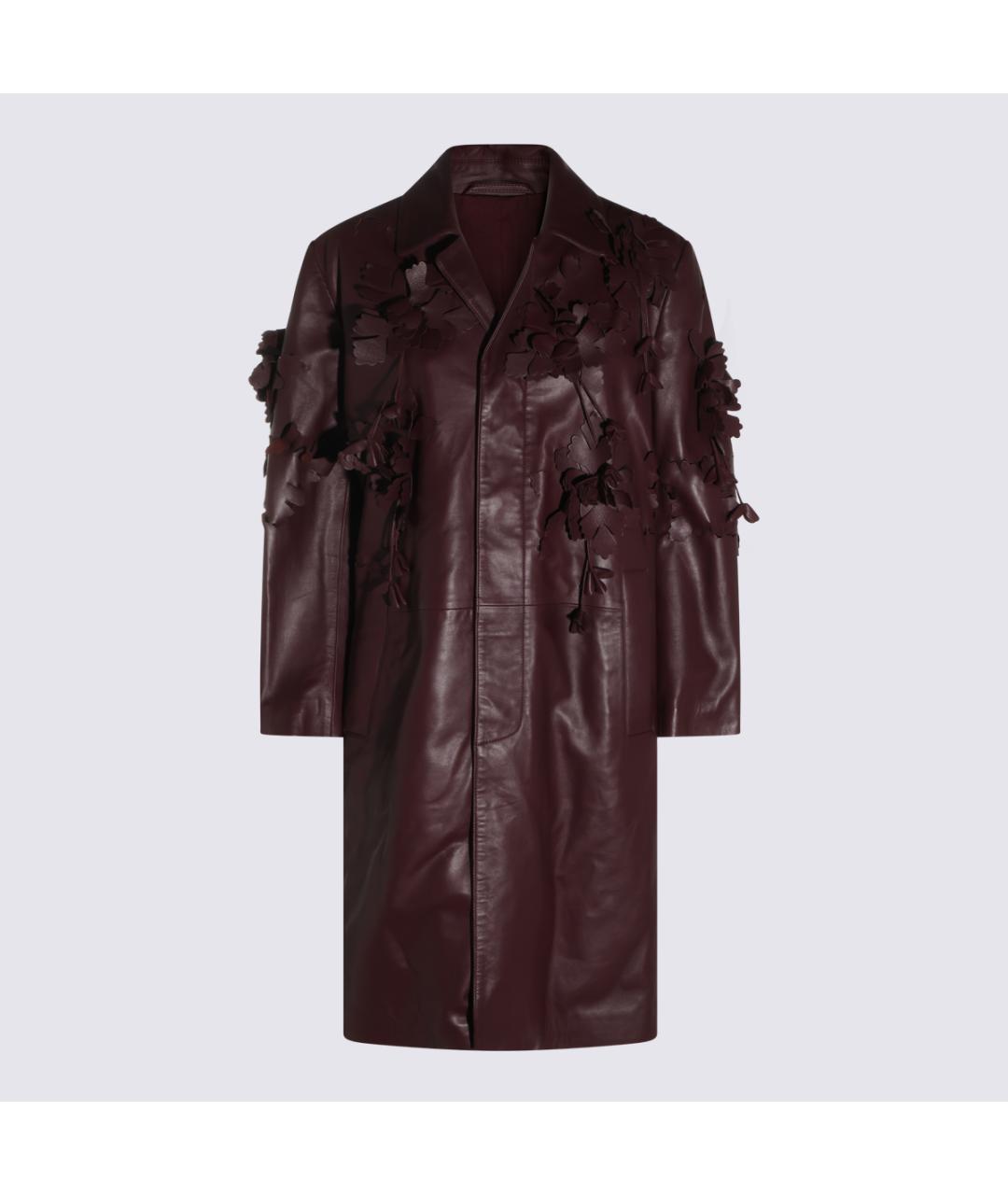 ALBERTA FERRETTI Бордовое кожаное пальто, фото 5