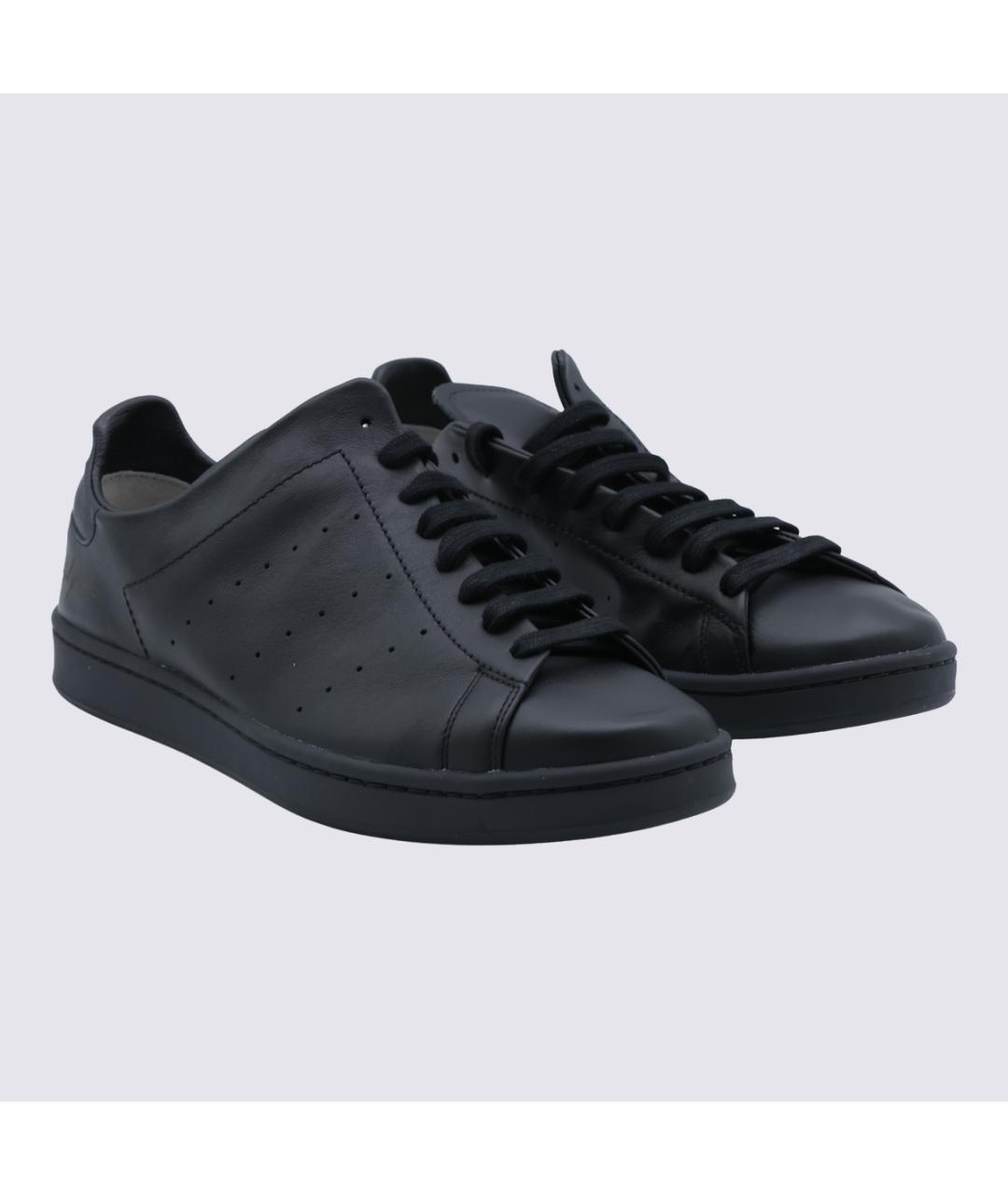 Y-3 Черные кожаные низкие кроссовки / кеды, фото 2