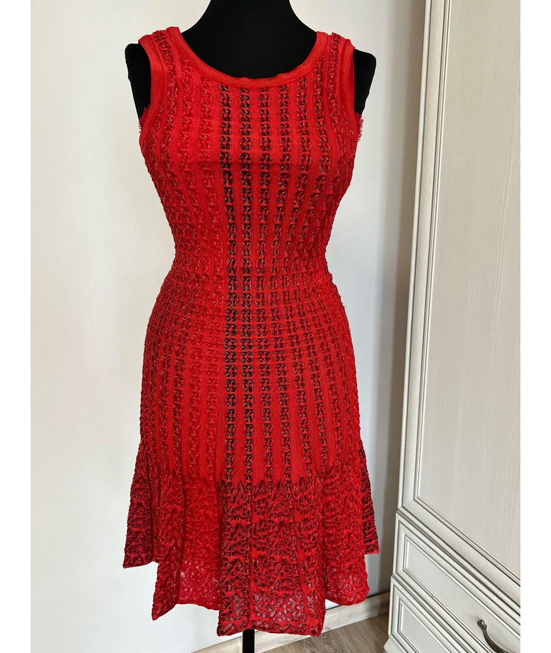 ALAIA Красное вискозное коктейльное платье, фото 2