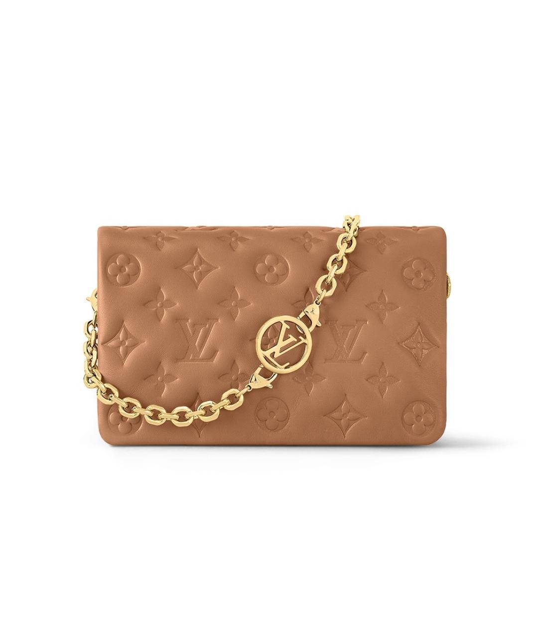 LOUIS VUITTON Бежевая кожаная сумка через плечо, фото 6