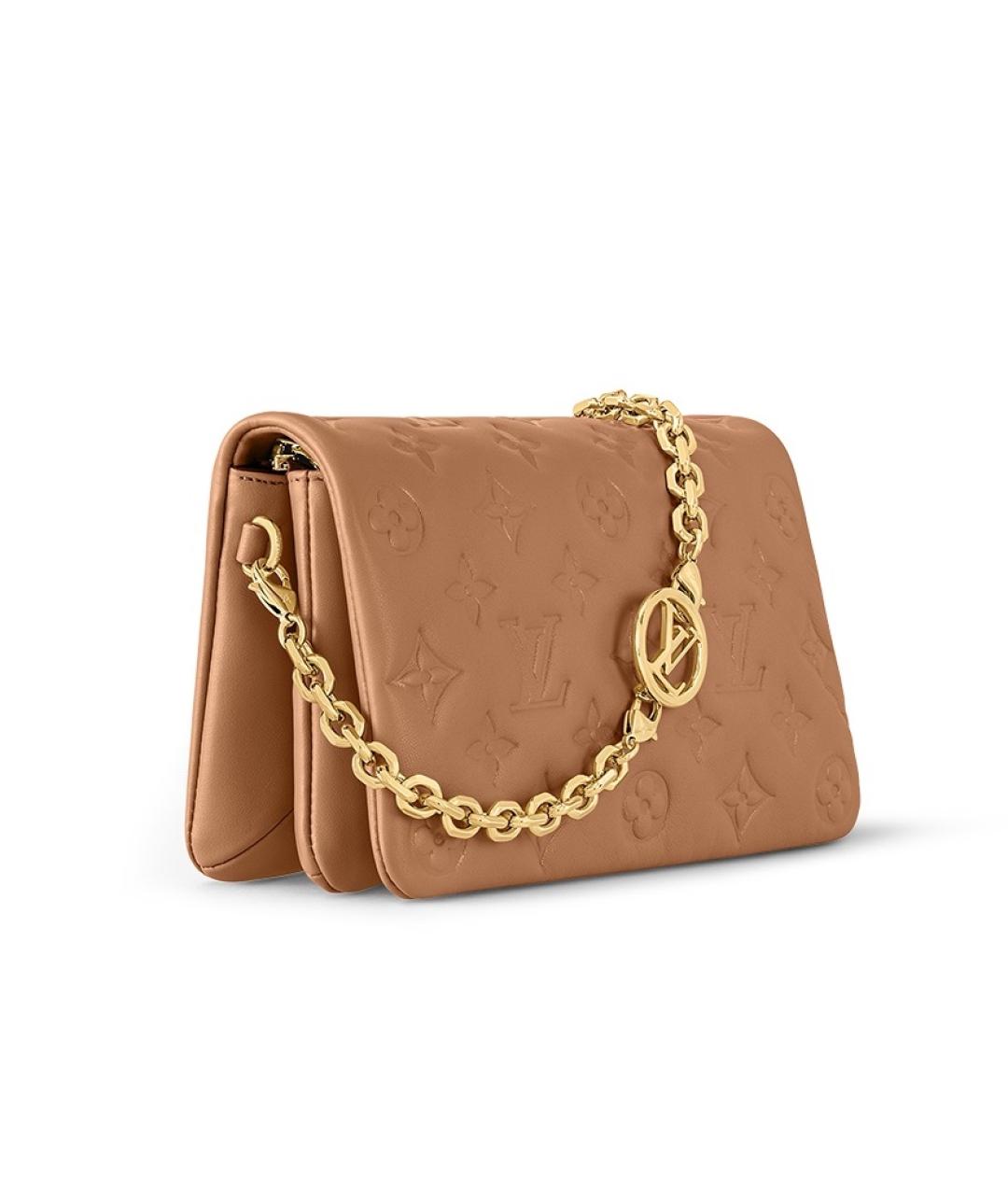 LOUIS VUITTON Бежевая кожаная сумка через плечо, фото 2