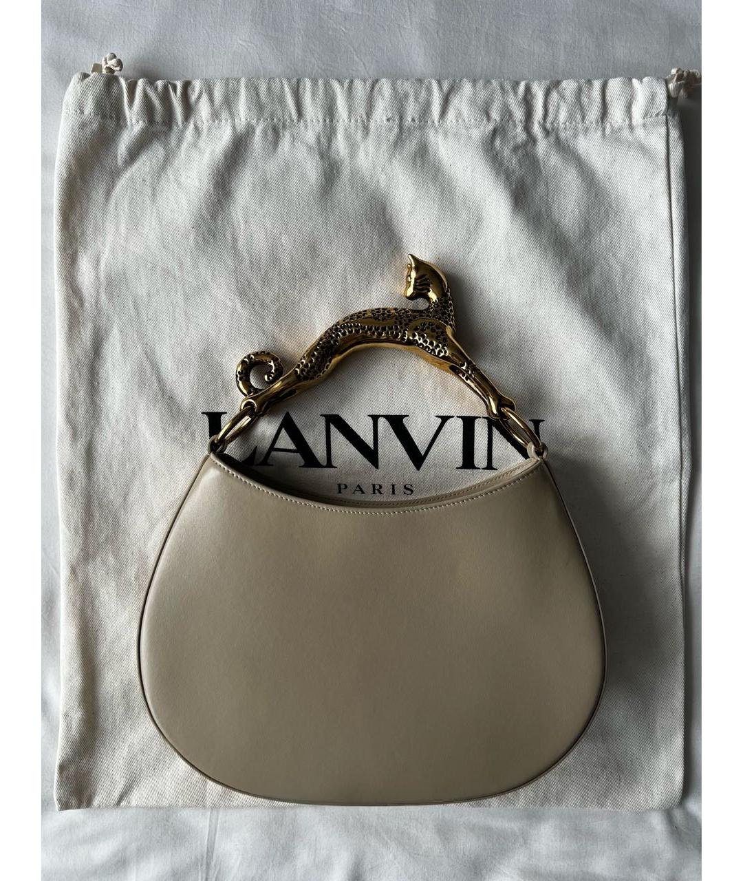 LANVIN Бежевая кожаная сумка с короткими ручками, фото 8