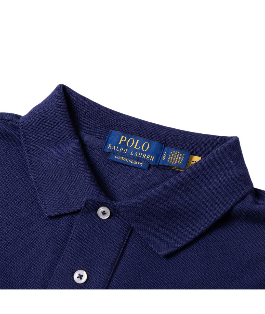 POLO RALPH LAUREN Темно-синее поло с коротким рукавом, фото 3