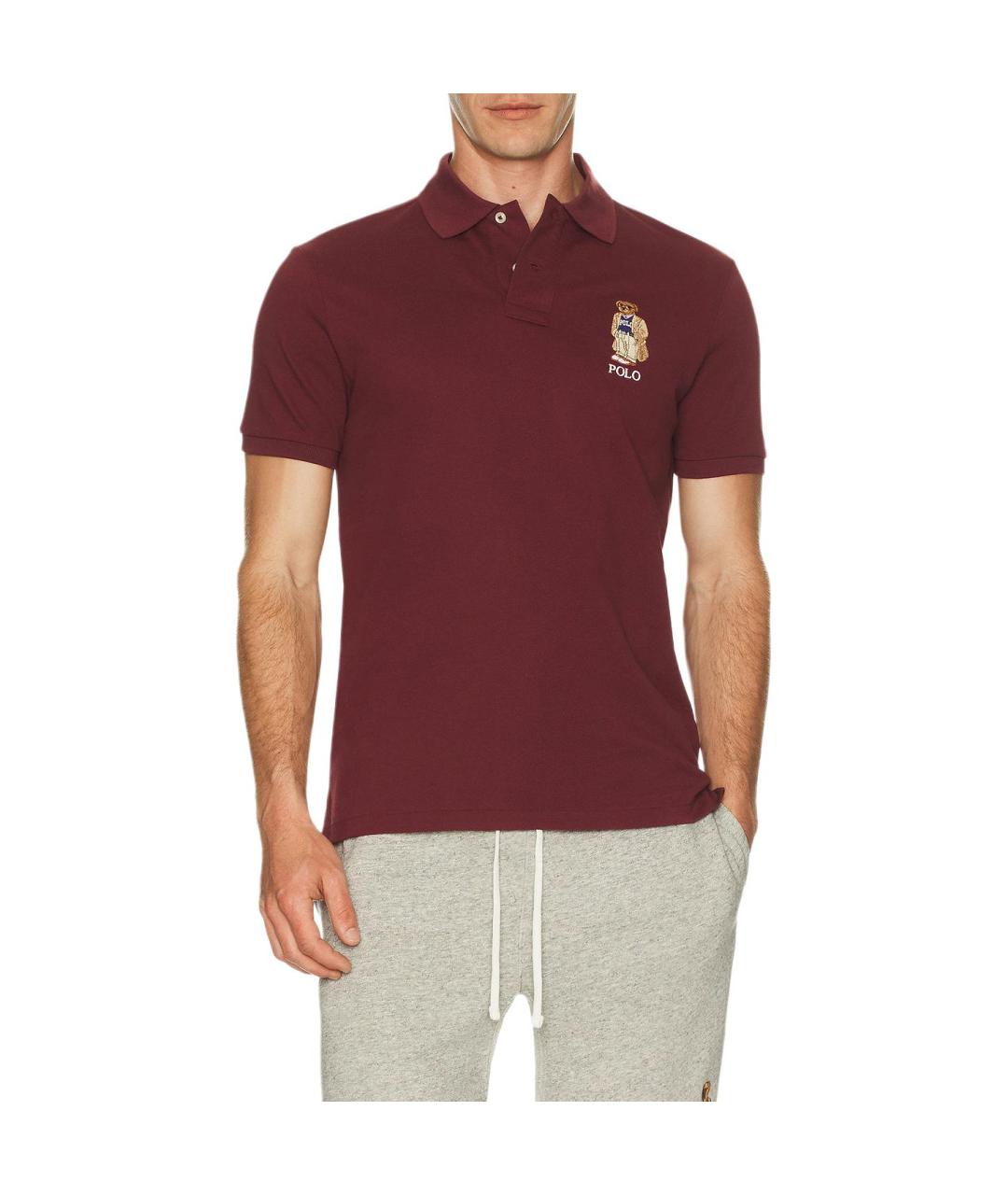POLO RALPH LAUREN Бордовое поло с коротким рукавом, фото 4
