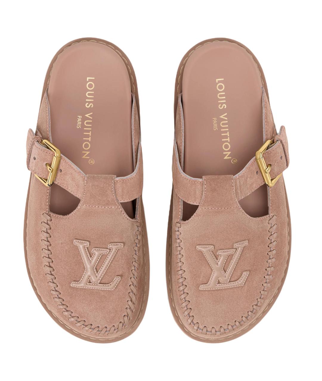 LOUIS VUITTON Розовые замшевые сабо, фото 4