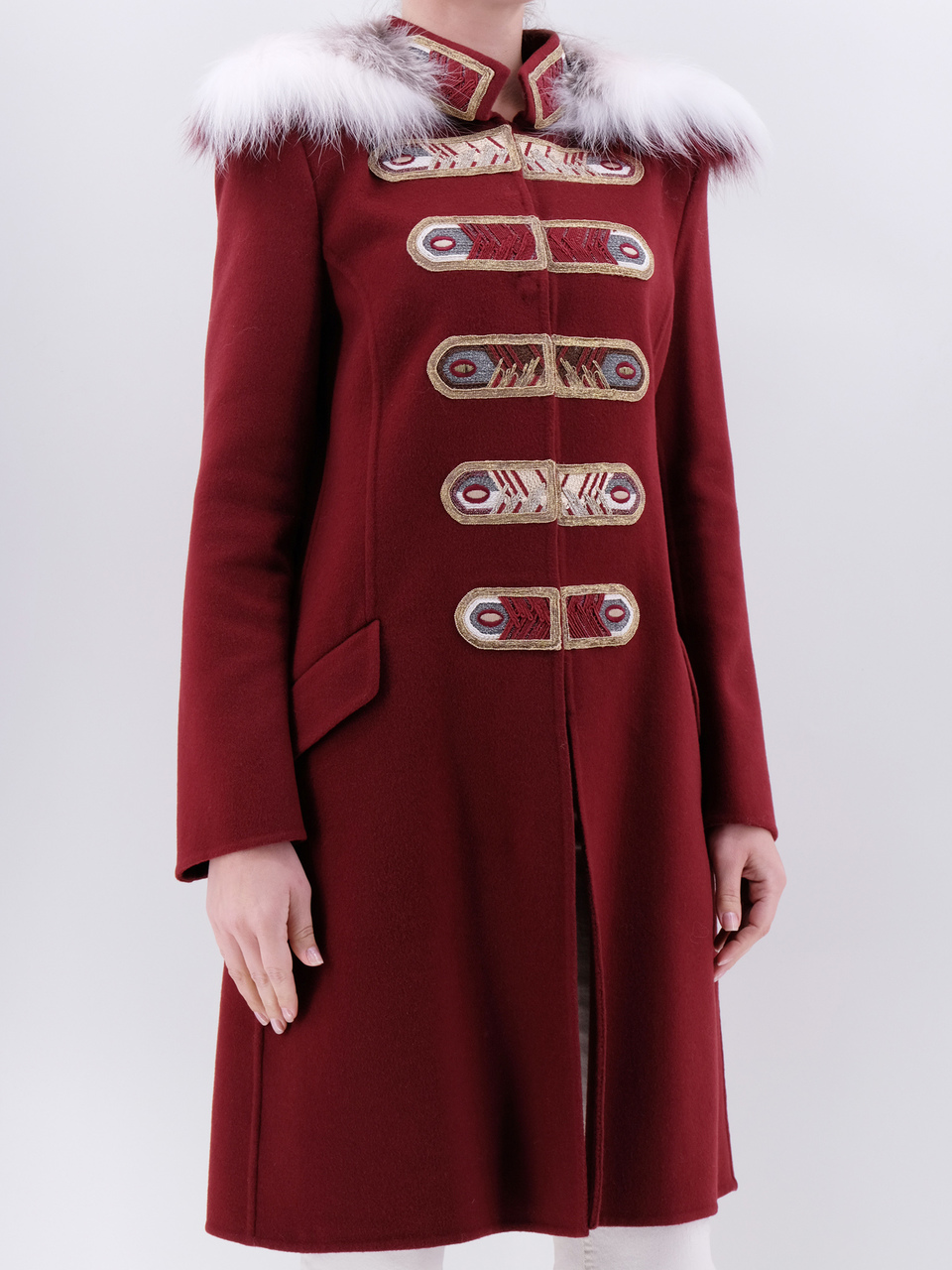 ERMANNO SCERVINO Бордовое шерстяное пальто, фото 2