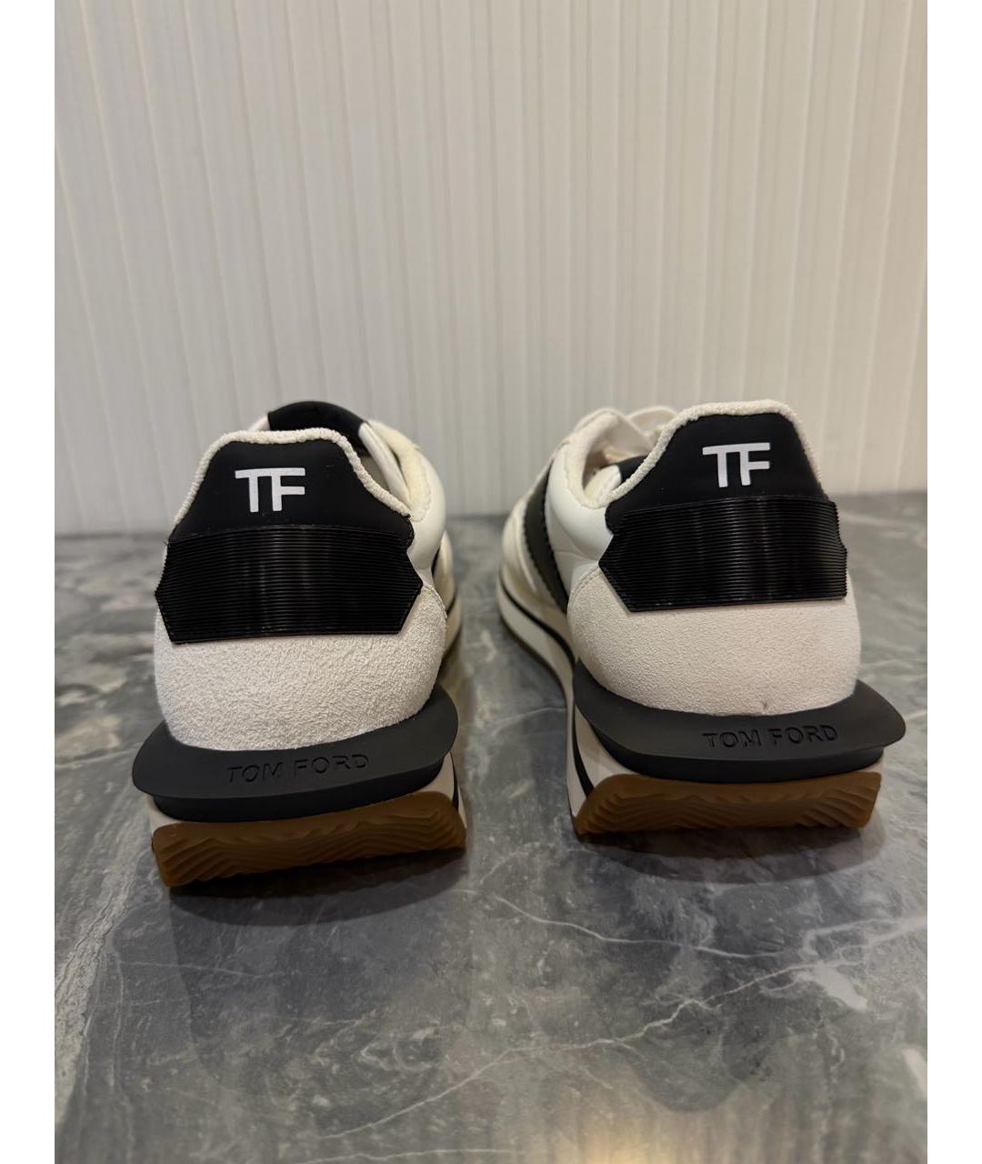 TOM FORD Белые кожаные высокие кроссовки / кеды, фото 4