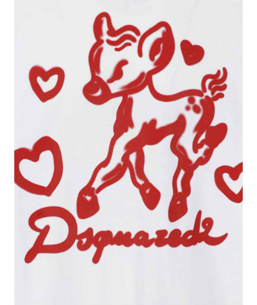 DSQUARED2 Белая хлопковая футболка, фото 3