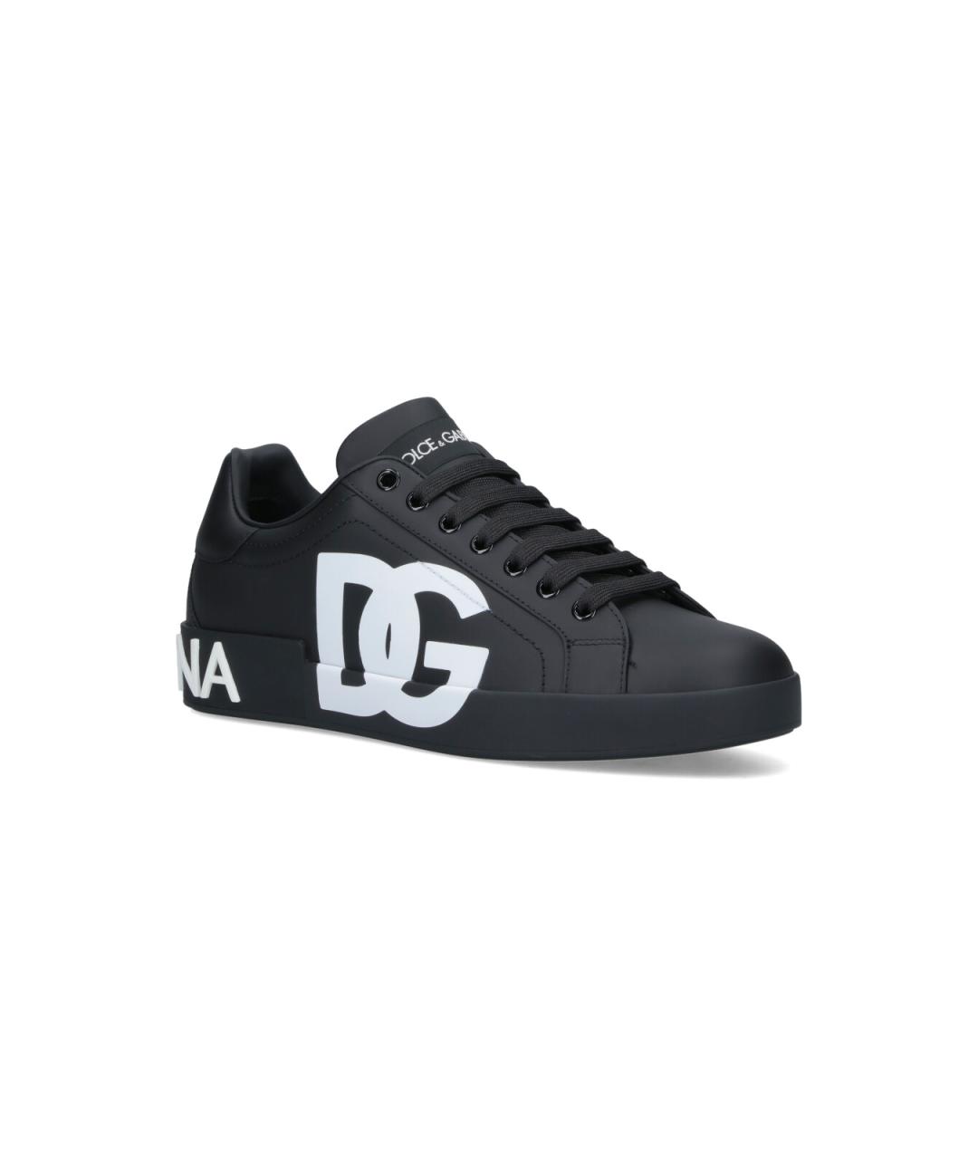 DOLCE&GABBANA Черные кожаные низкие кроссовки / кеды, фото 2