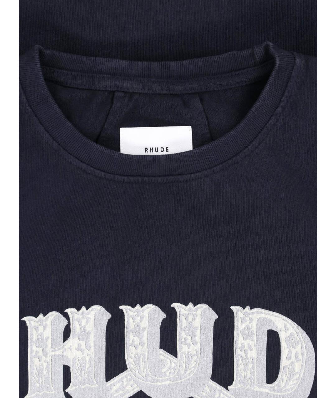RHUDE Черная хлопковая футболка, фото 3