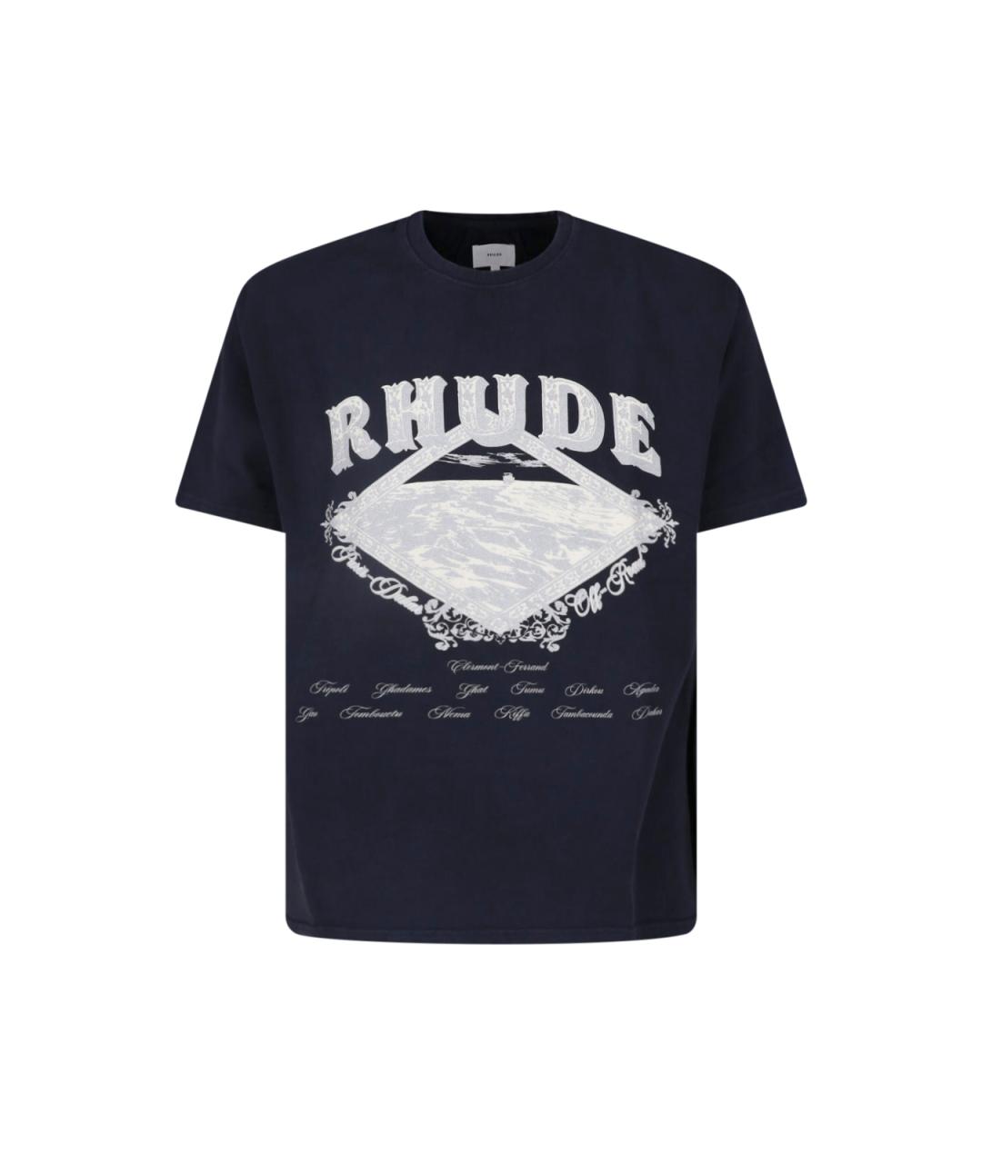 RHUDE Черная хлопковая футболка, фото 1