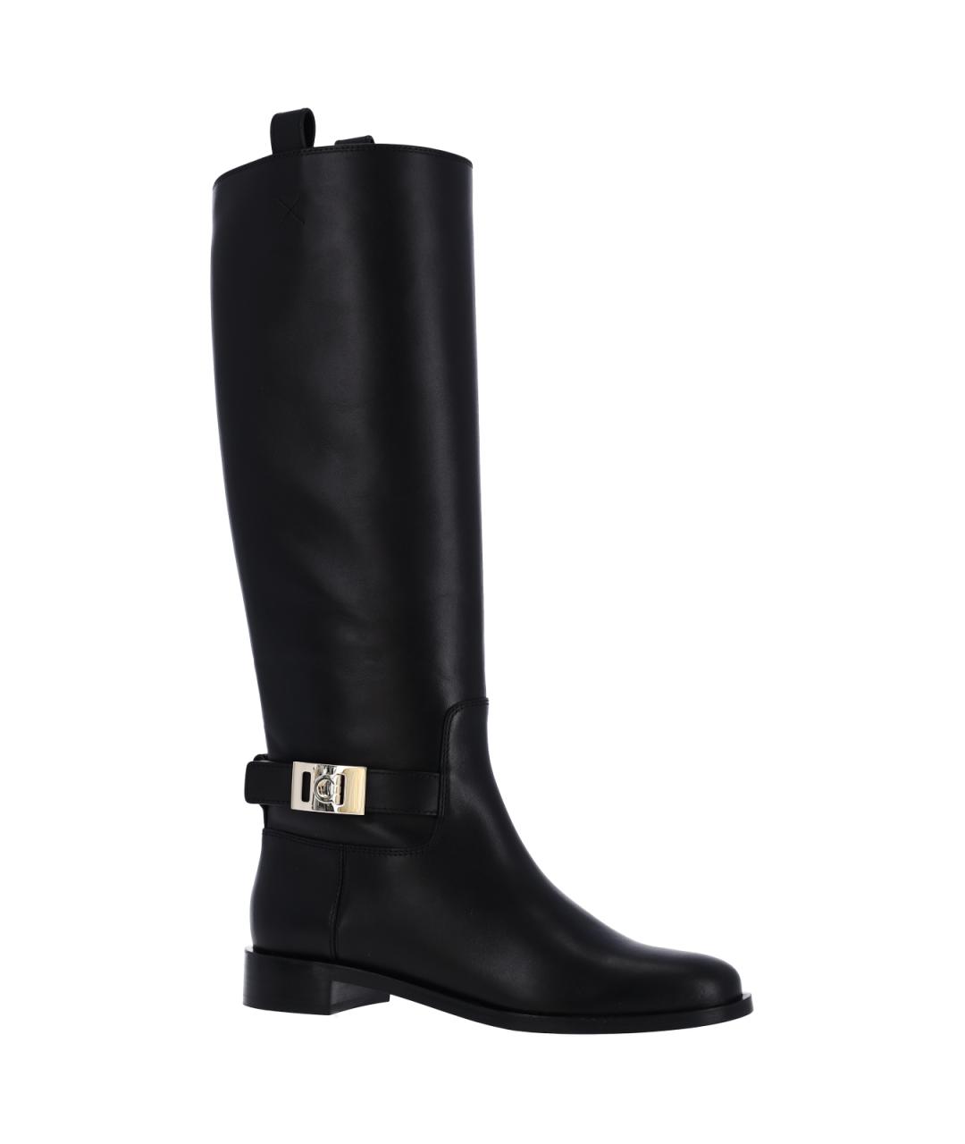 FERRAGAMO Черные кожаные сапоги, фото 2