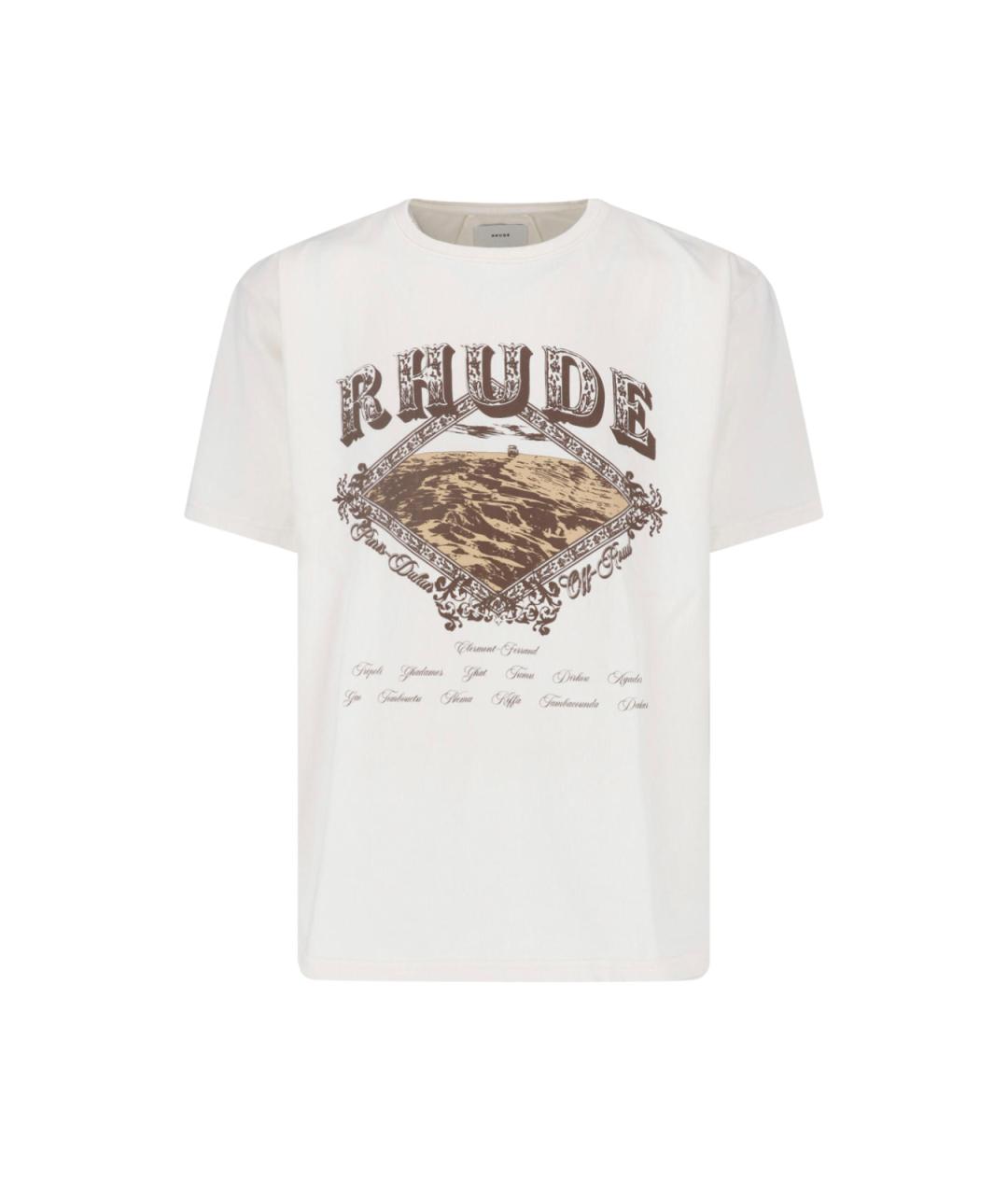 RHUDE Белая хлопковая футболка, фото 1