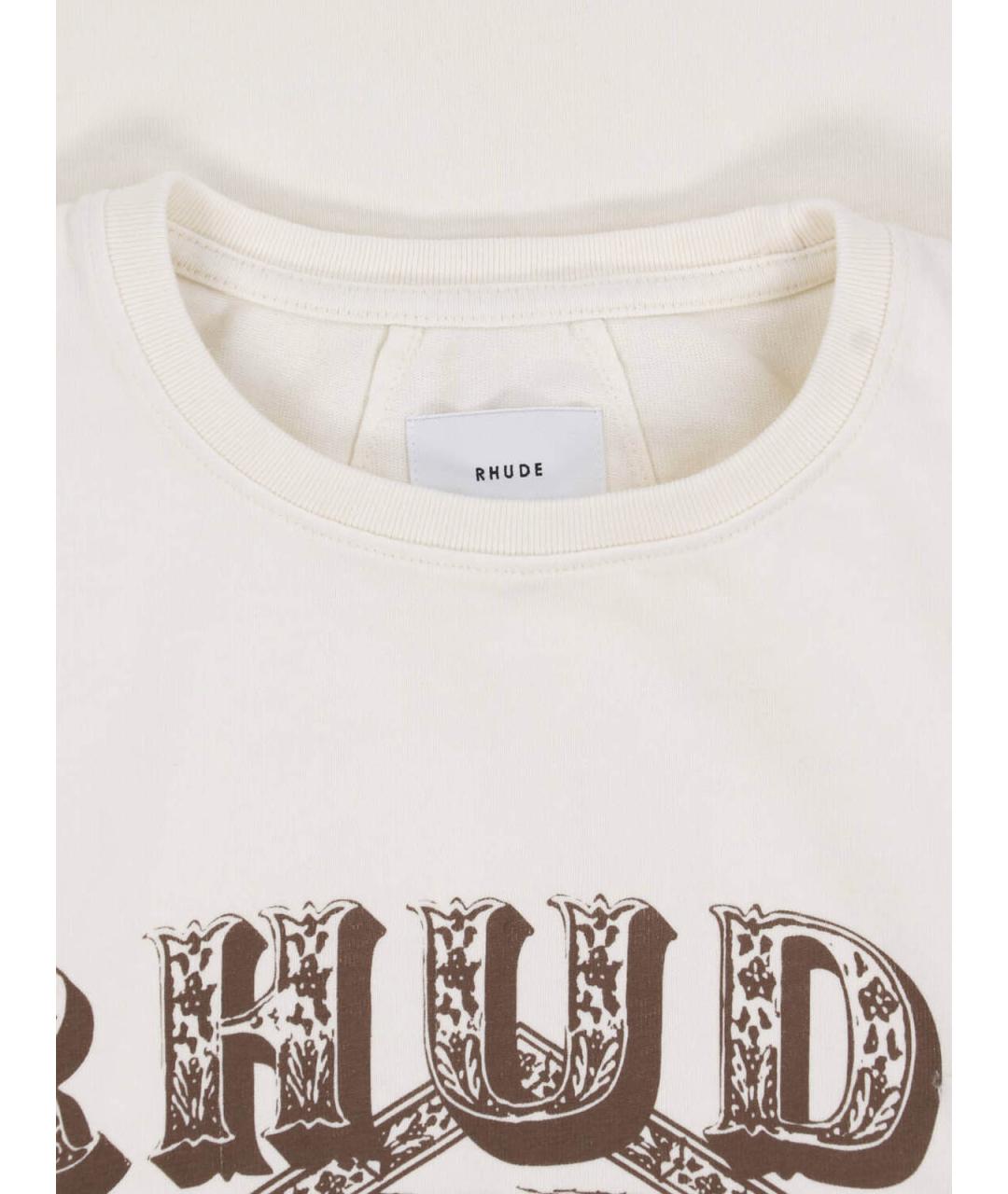 RHUDE Белая хлопковая футболка, фото 3