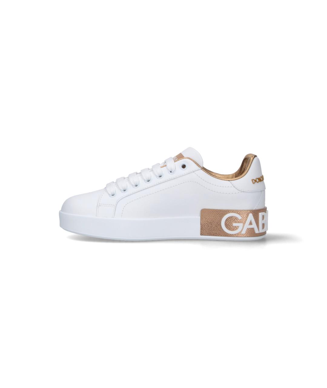 DOLCE&GABBANA Белые кожаные кеды, фото 3