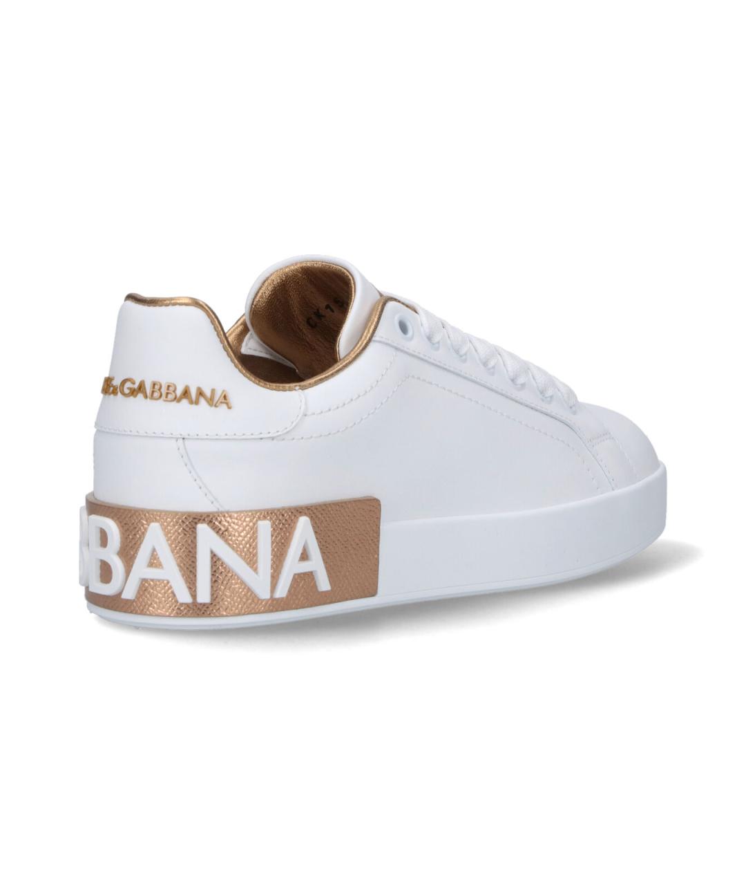 DOLCE&GABBANA Белые кожаные кеды, фото 4