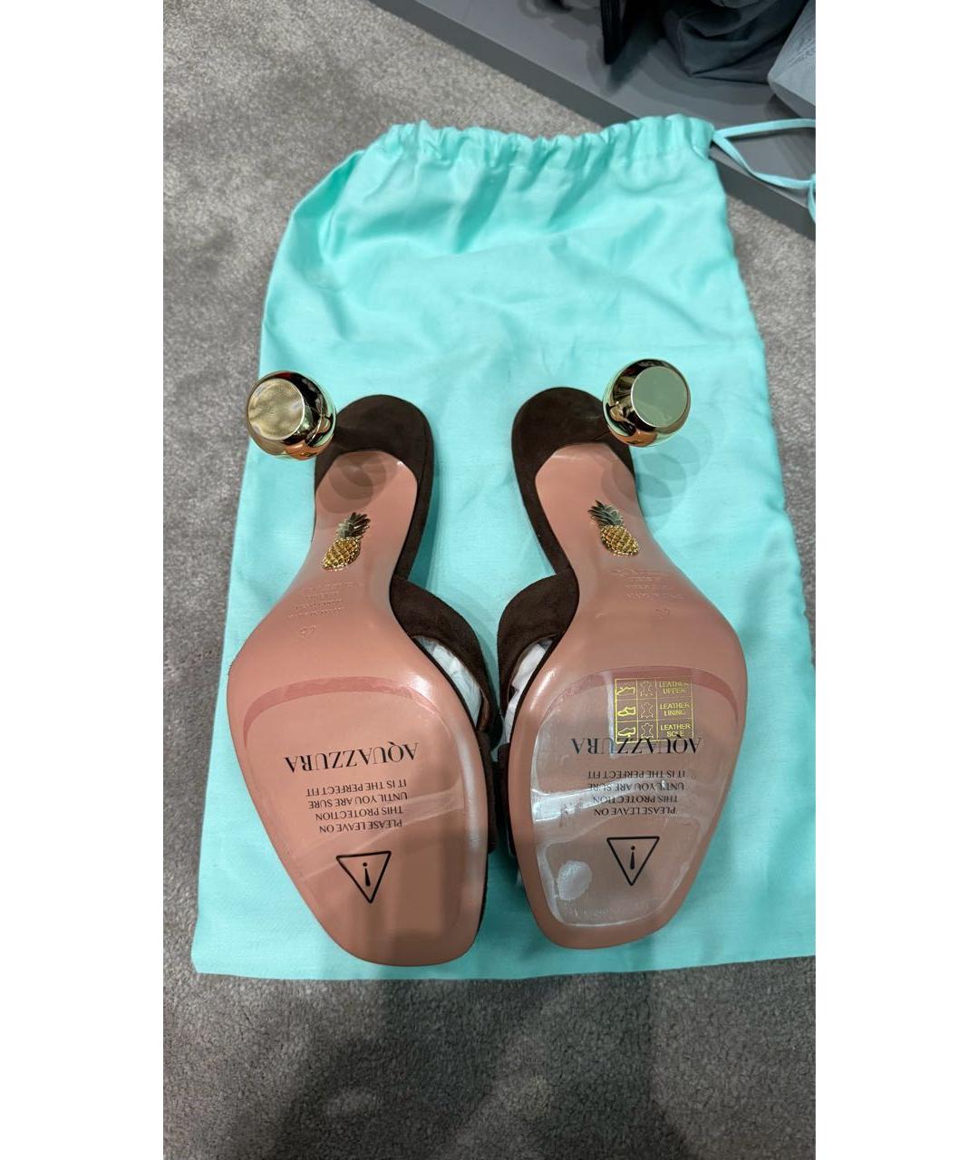 AQUAZZURA Коричневые замшевые мюли, фото 3