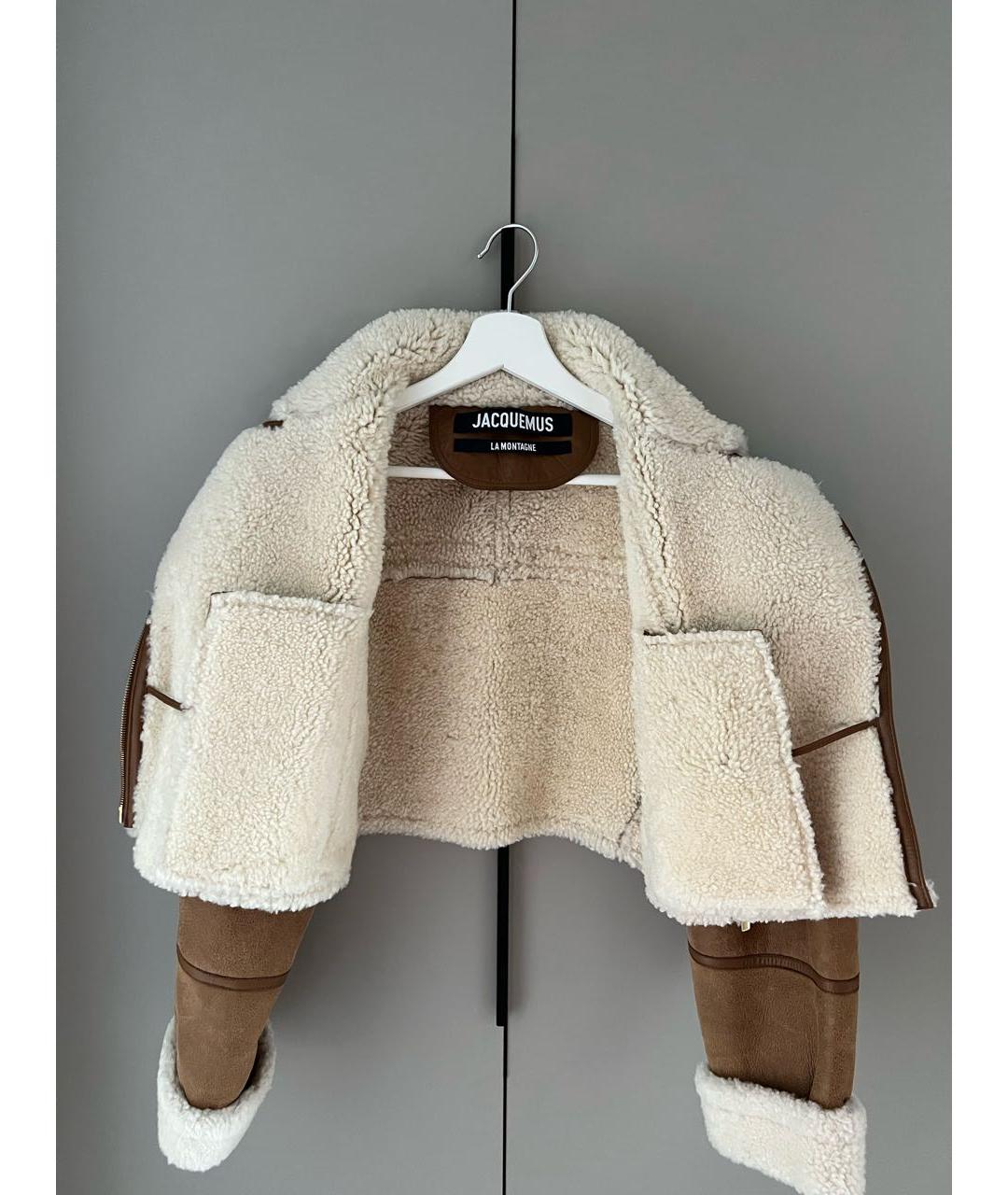 JACQUEMUS Коричневая кожаная дубленка, фото 6