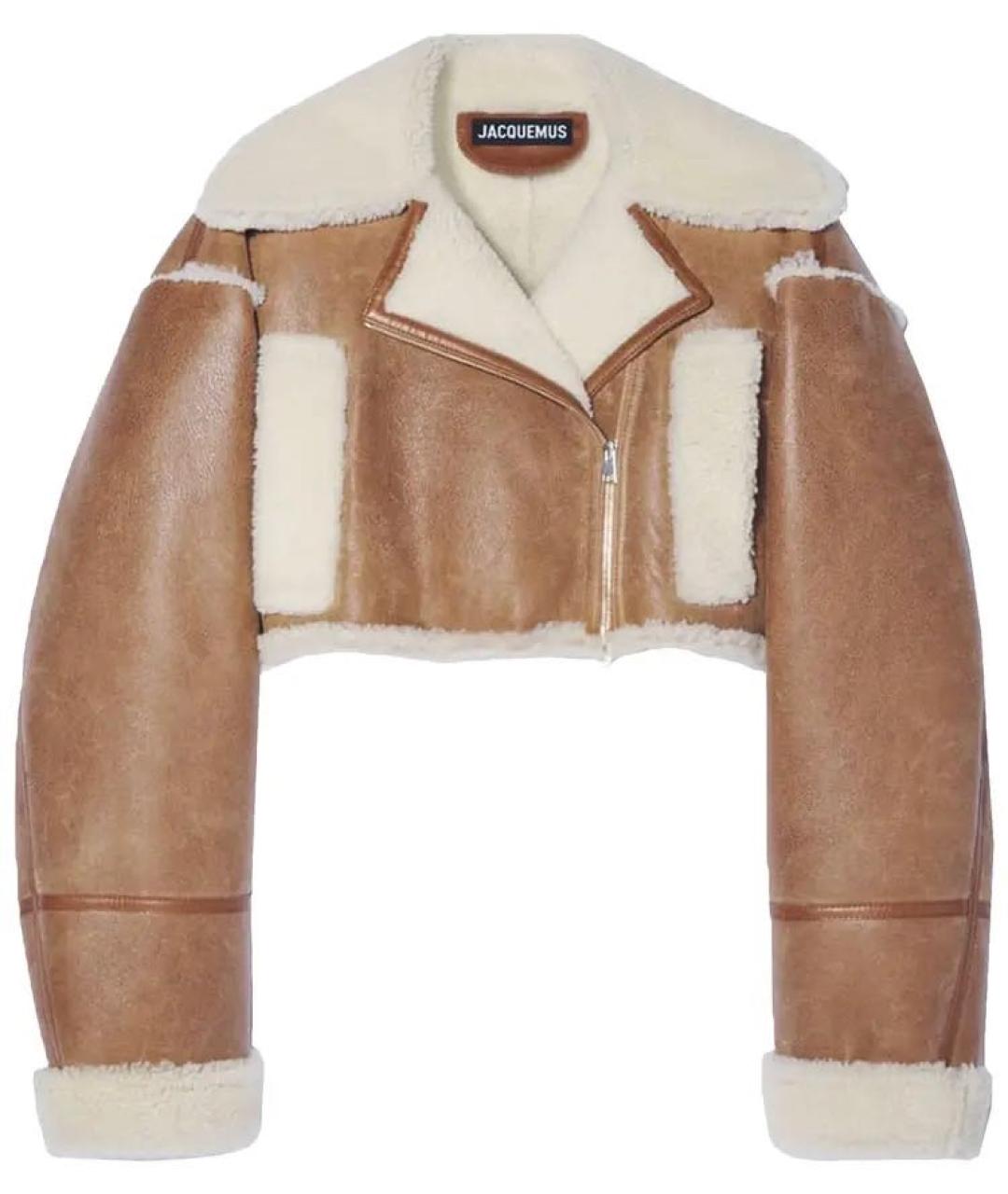 JACQUEMUS Коричневая кожаная дубленка, фото 9