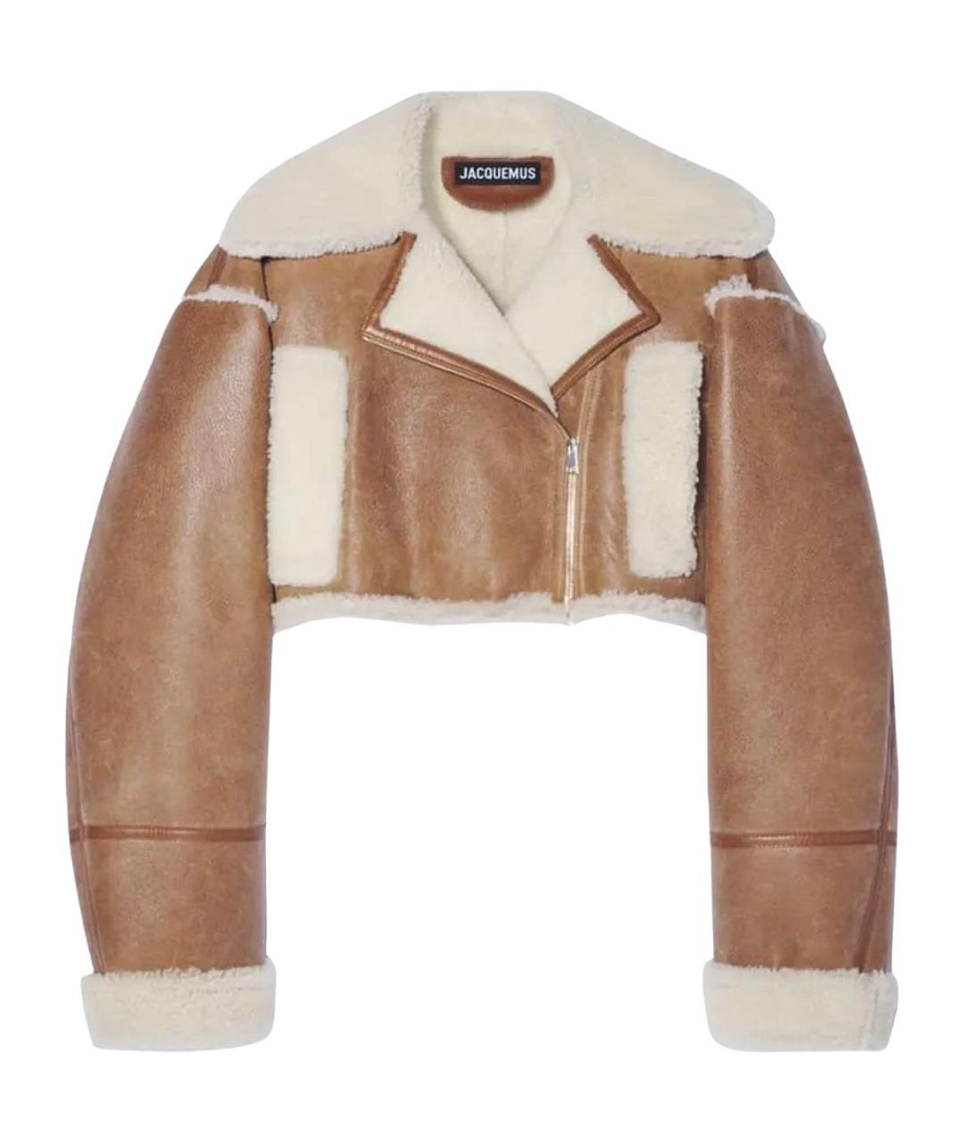 JACQUEMUS Коричневая кожаная дубленка, фото 10