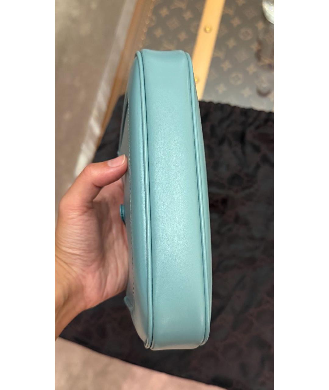 GUCCI Голубая кожаная сумка с короткими ручками, фото 4