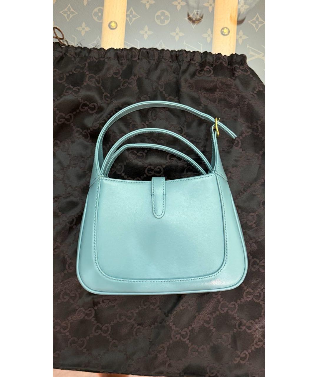 GUCCI Голубая кожаная сумка с короткими ручками, фото 2