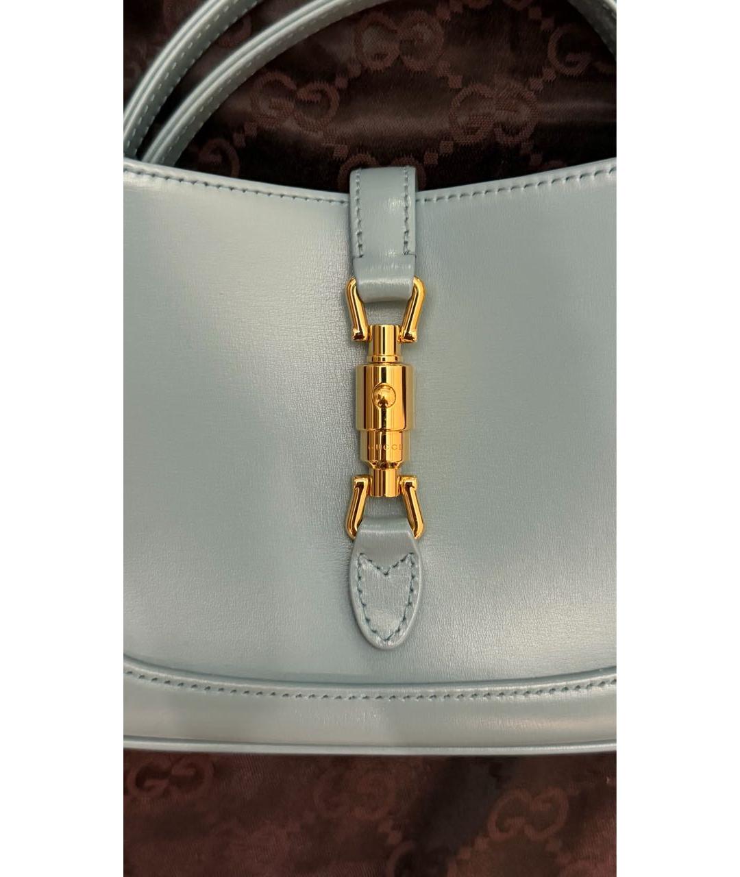 GUCCI Голубая кожаная сумка с короткими ручками, фото 3