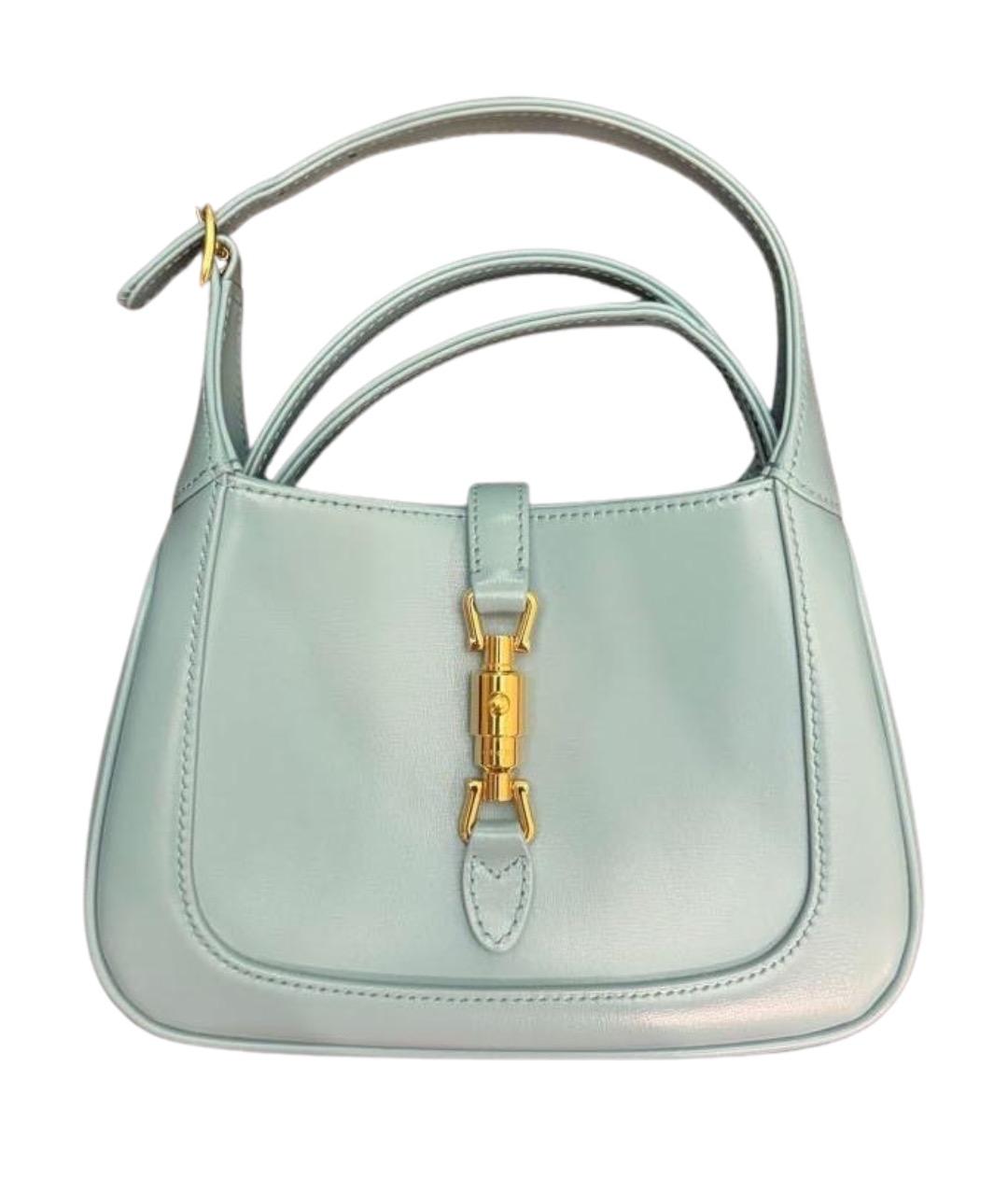 GUCCI Голубая кожаная сумка с короткими ручками, фото 1