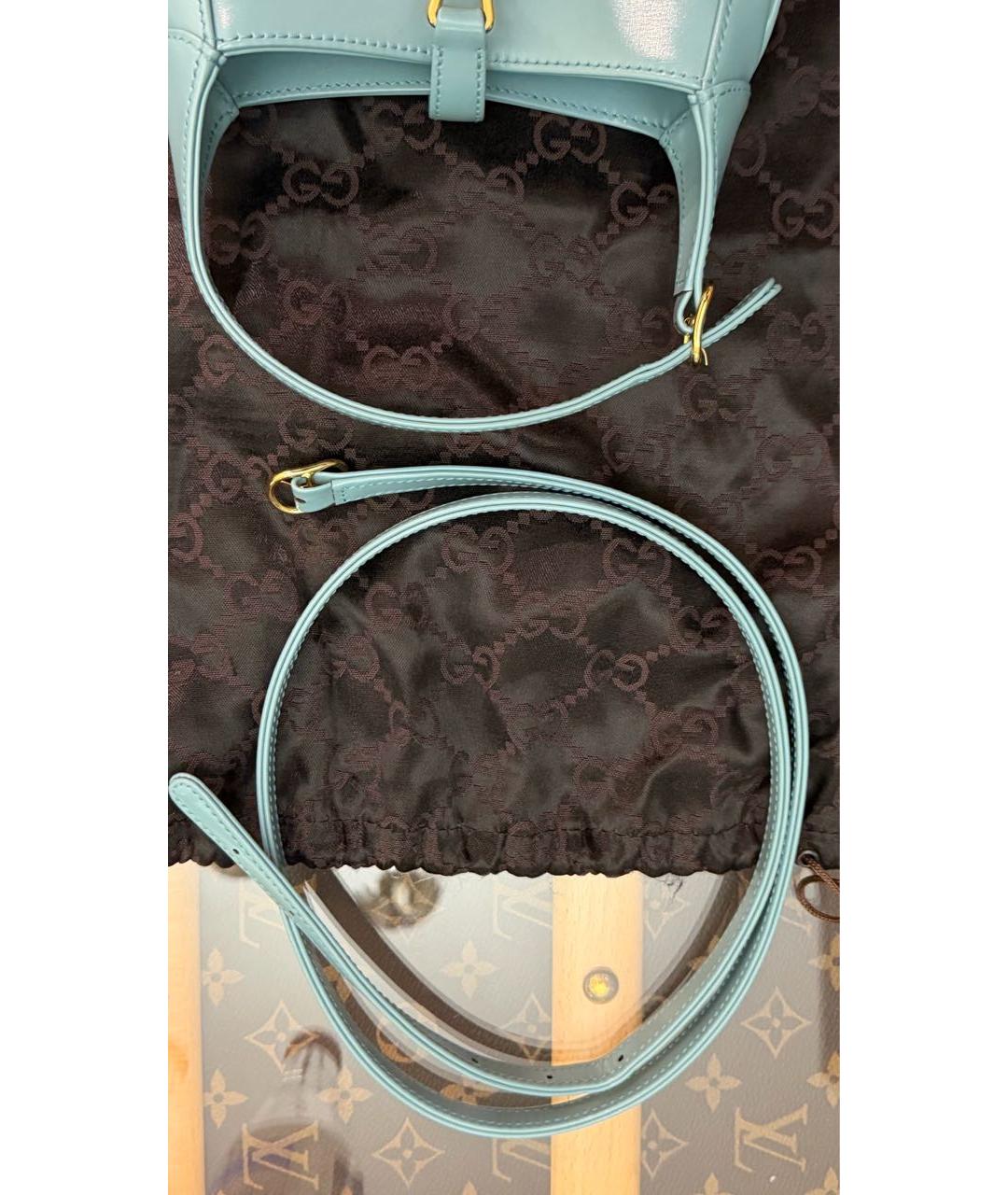 GUCCI Голубая кожаная сумка с короткими ручками, фото 5