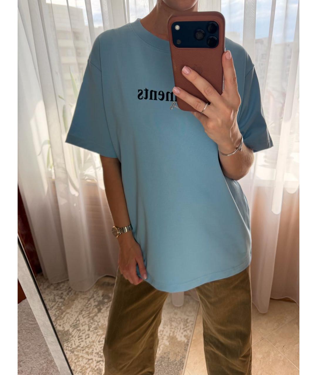 VETEMENTS Голубая хлопковая футболка, фото 5