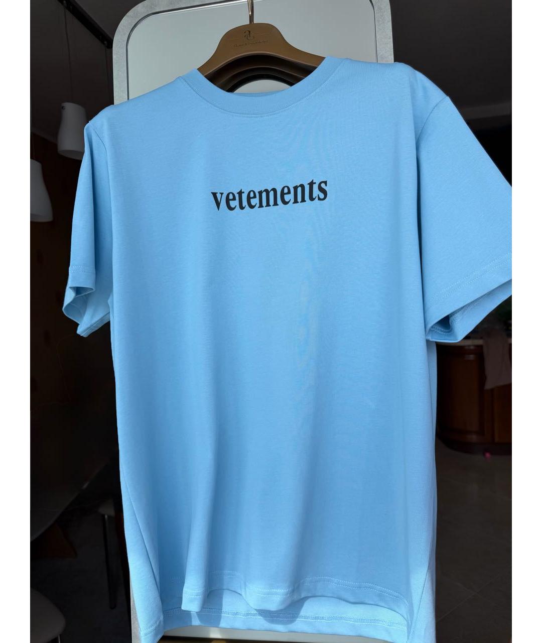 VETEMENTS Голубая хлопковая футболка, фото 6