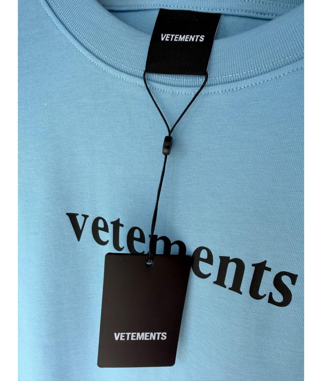 VETEMENTS Голубая хлопковая футболка, фото 3