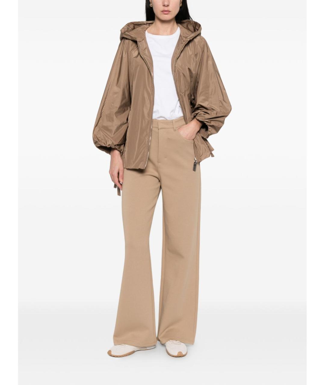 MAX MARA Коричневые хлопковые прямые брюки, фото 3
