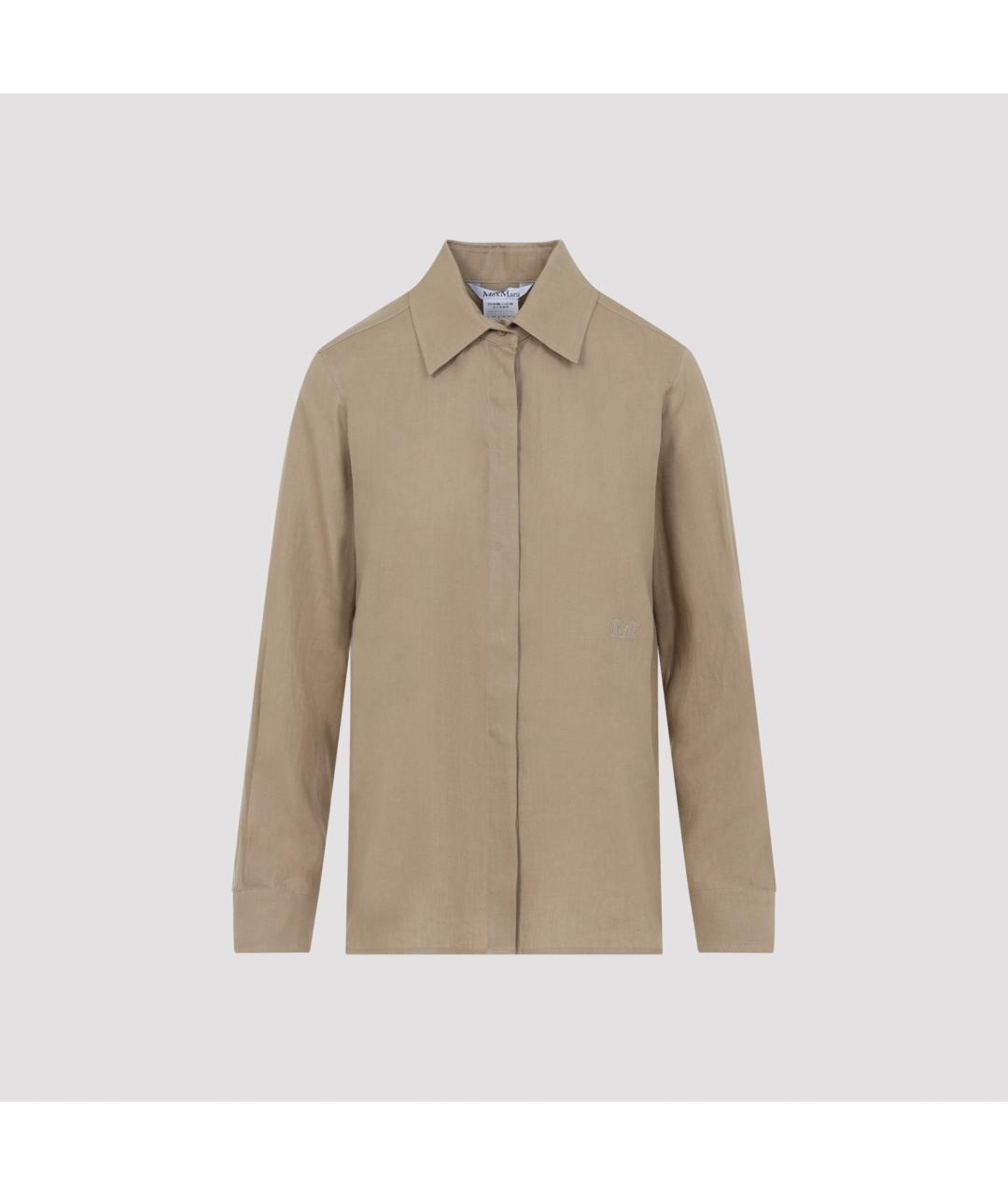 MAX MARA Коричневая хлопковая рубашка, фото 3