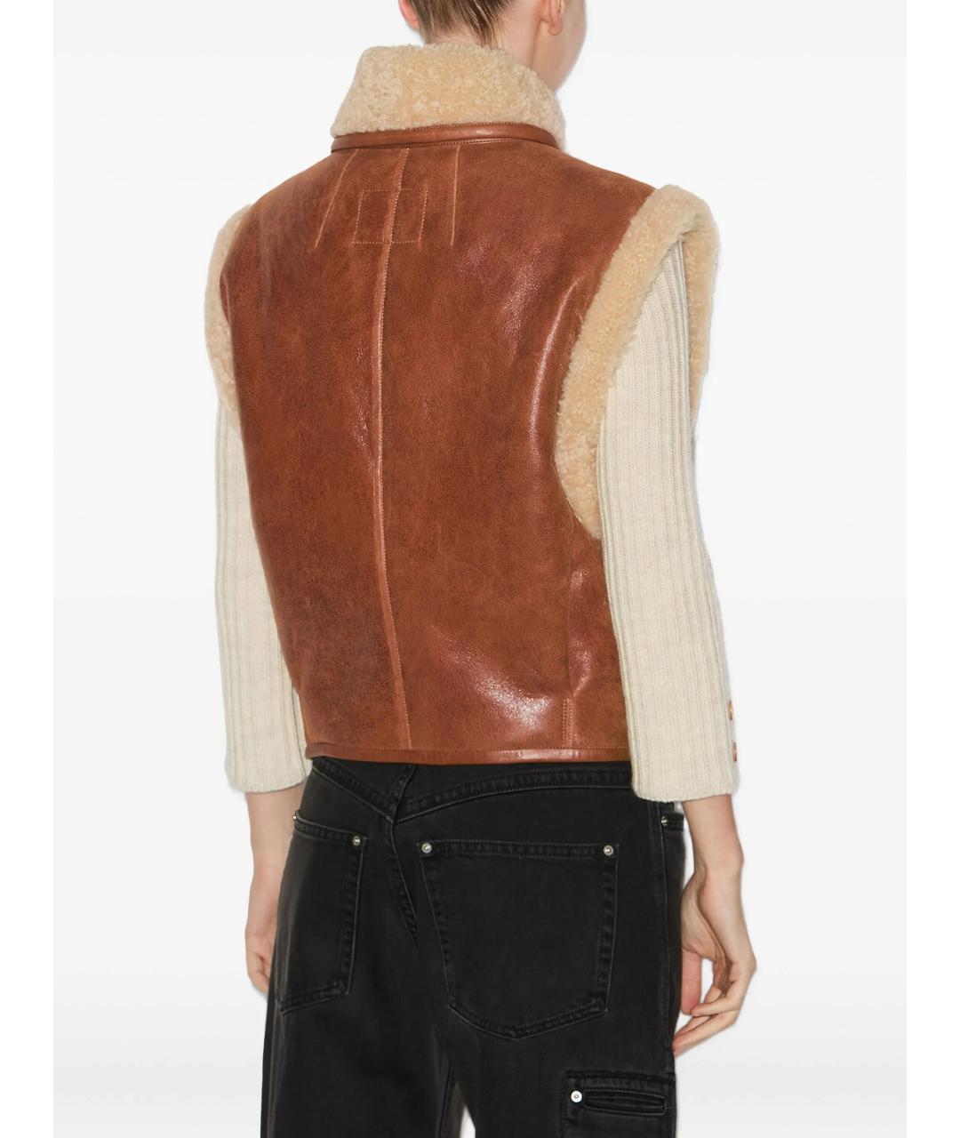 ISABEL MARANT Коричневый кожаный жилет, фото 4