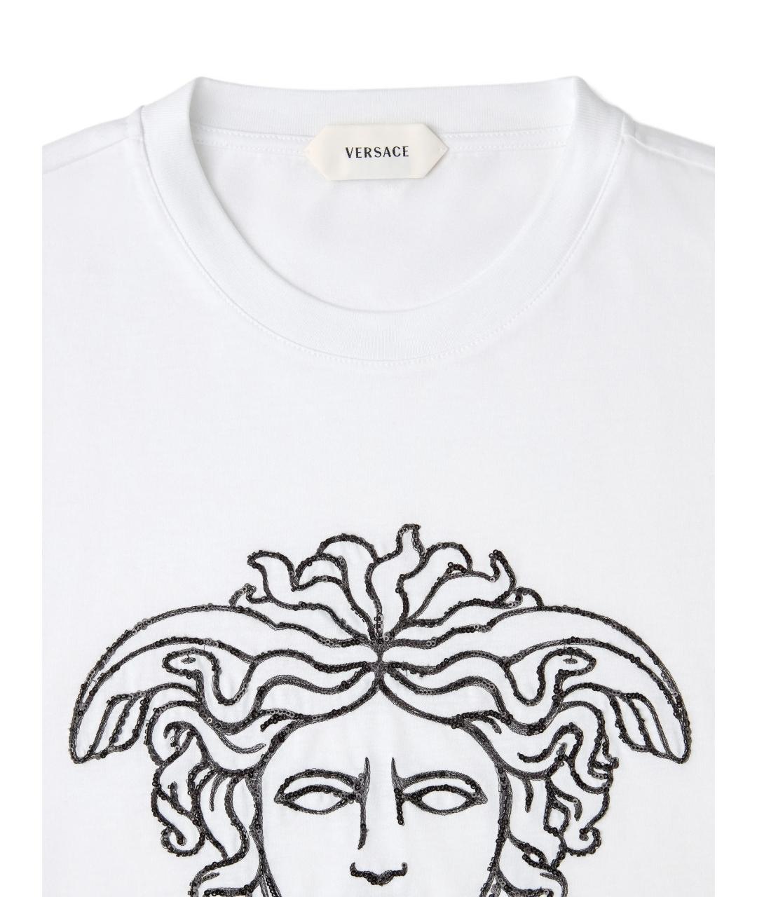 VERSACE Белая хлопковая футболка, фото 4