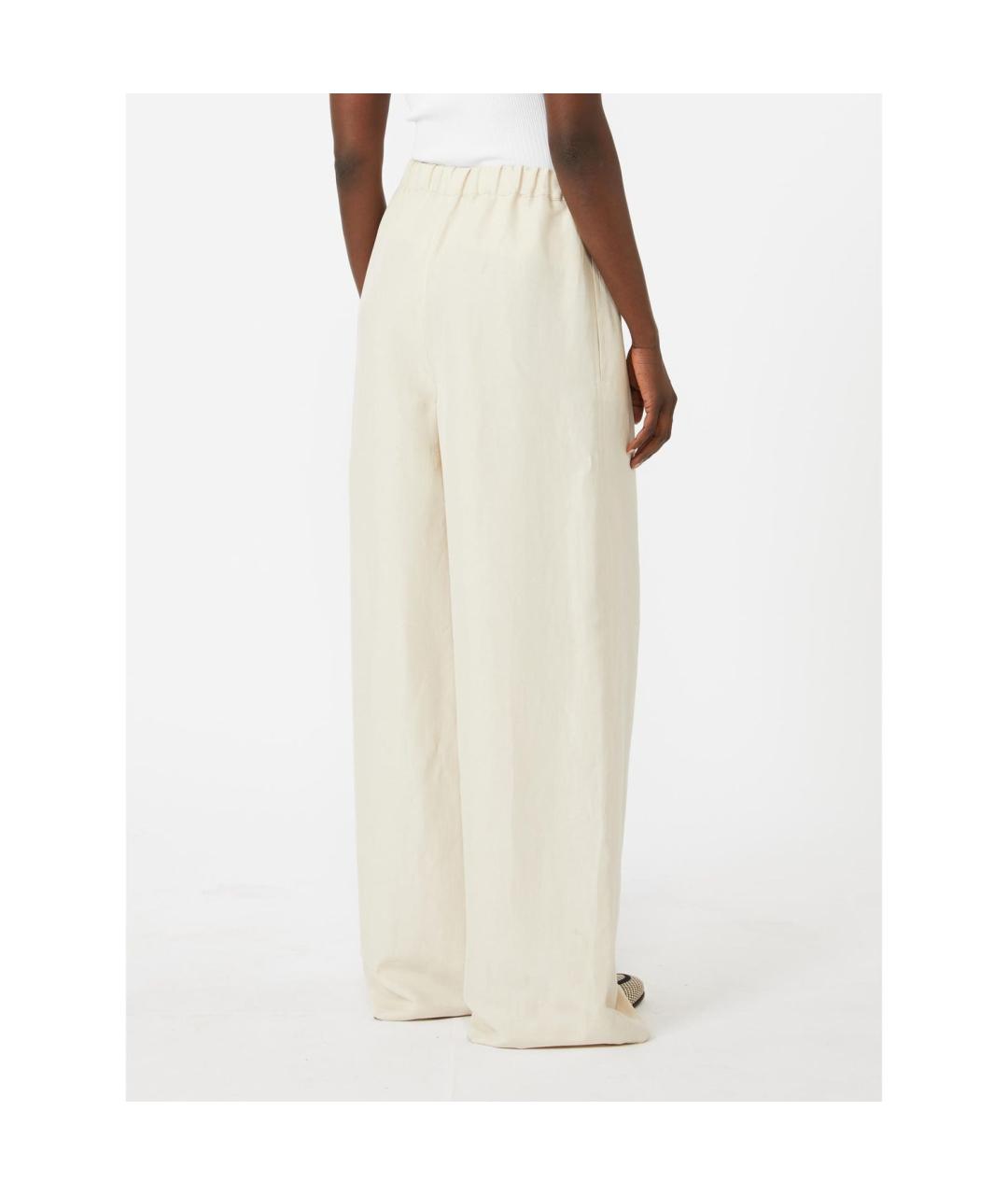 MAX MARA Бежевые льняные прямые брюки, фото 3