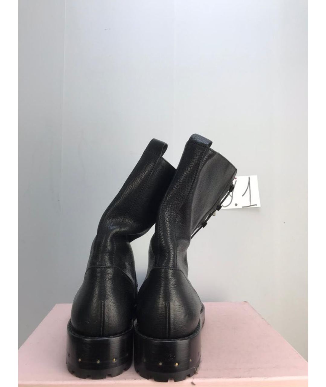 123 Черные кожаные высокие ботинки, фото 3