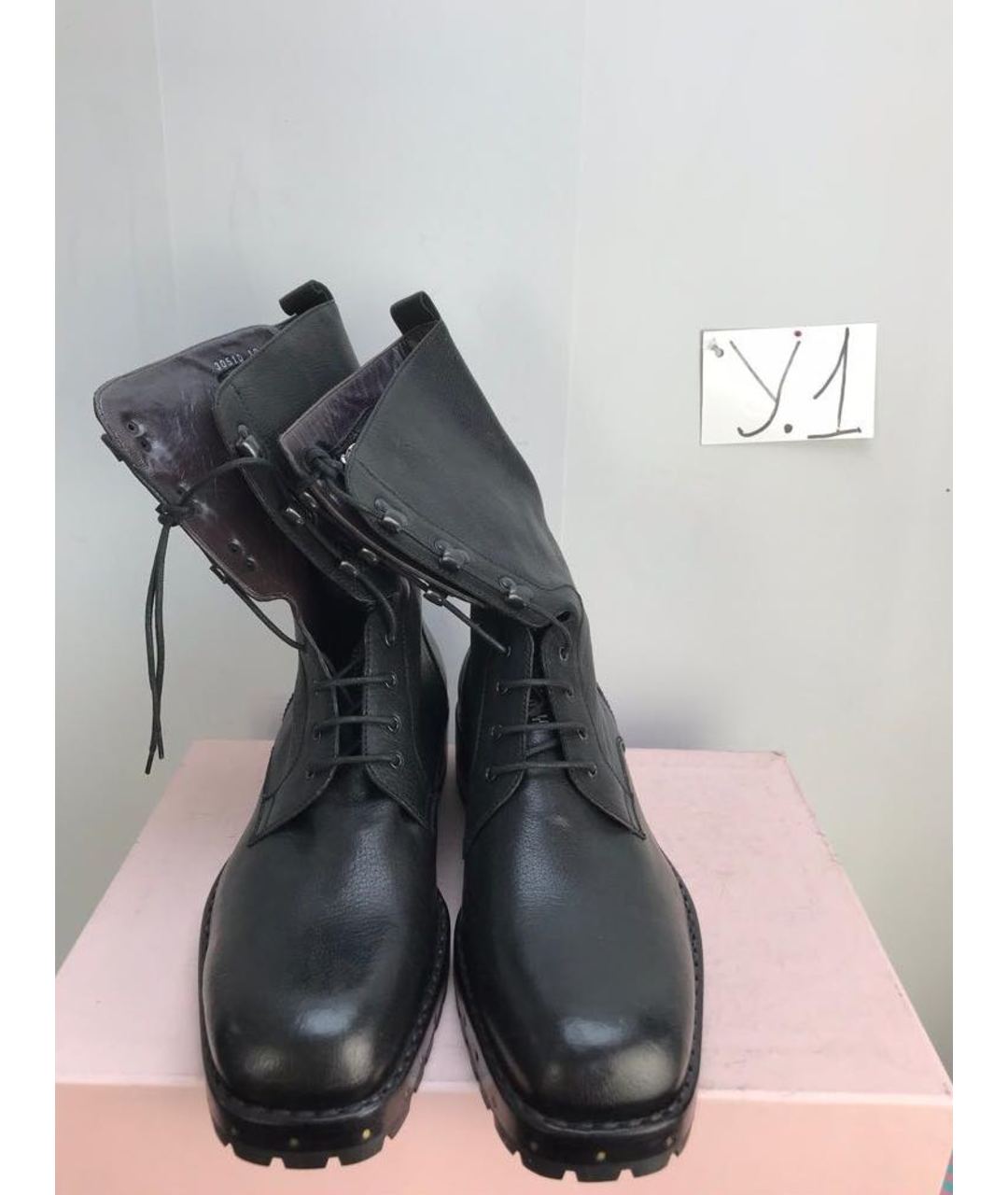 123 Черные кожаные высокие ботинки, фото 5