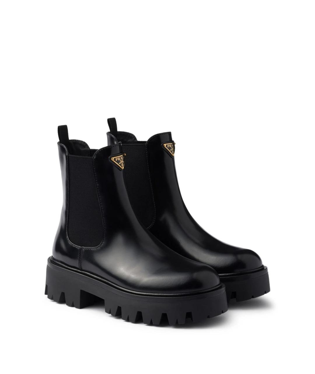 PRADA Черные кожаные ботинки, фото 3