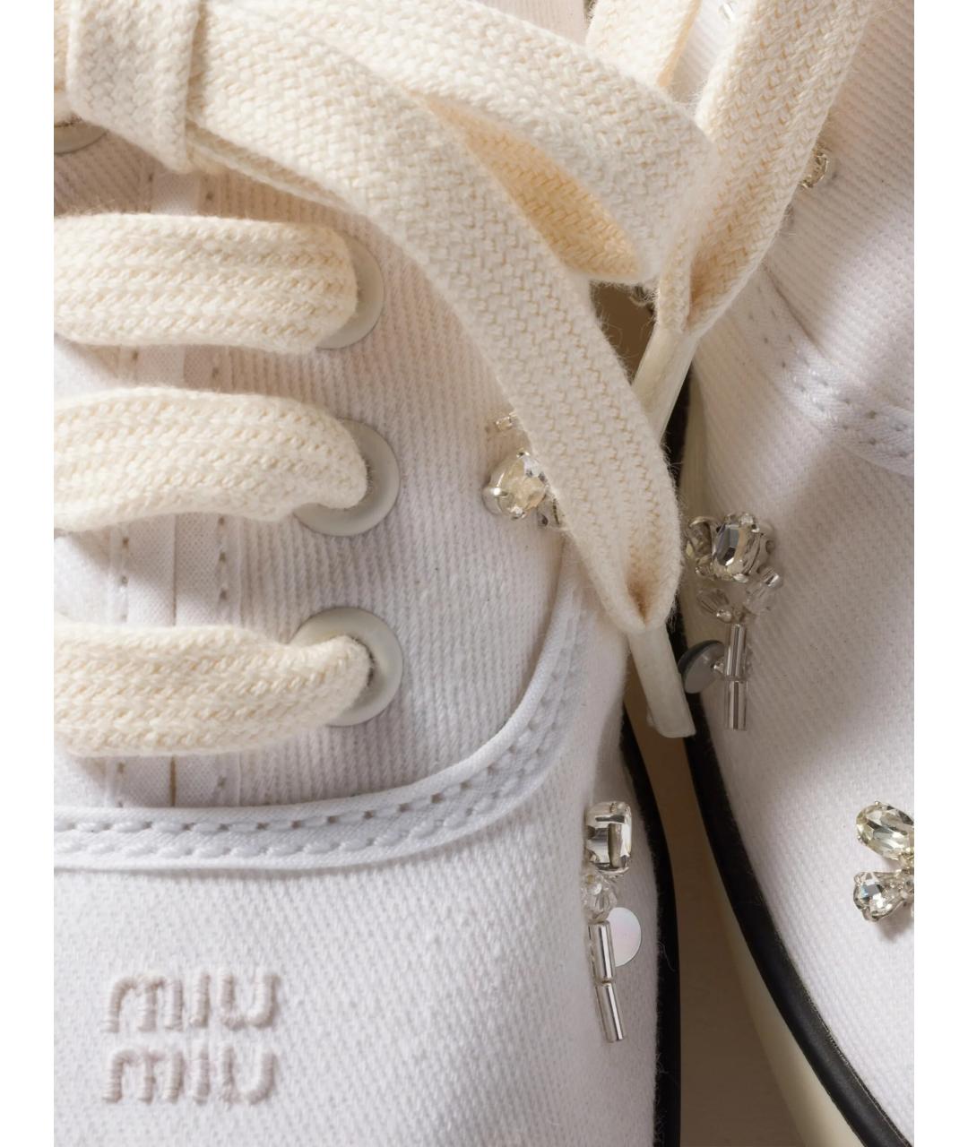 MIU MIU Белые кожаные кроссовки, фото 4