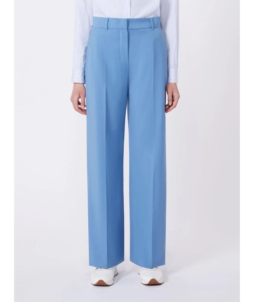 WEEKEND MAX MARA Синие льняные прямые брюки, фото 5